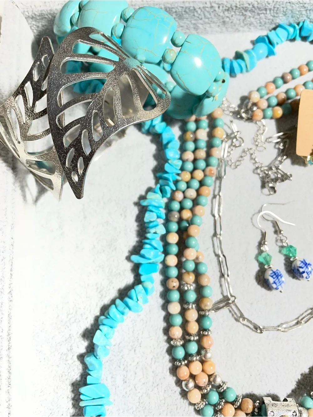 Turquoise Howlite Southwestern Mix Necklaces Earrings Bracelets Lot of 10